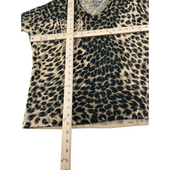 Designers Originals Leopard Print V-Neck Sweater Size 1X - Picture 5 of 6